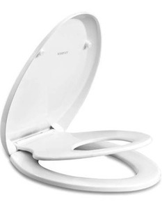 lot 5142 image: WSSROGY Elongated Toilet Seat with Built in Potty Training Seat, Magnetic Kids Seat and Cover, Slow Close, Fits both Adult and Child, Plastic, White