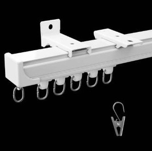 lot 5146 image: Curtain Tracks Ceiling Wall Mounted Heavy-Duty Curtains Rails Room Divider Curtain Track for Living Room Bedroom Room Shower Divider White 3ft To 12 ft