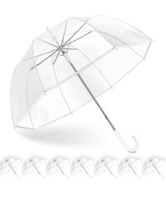 lot 5148 image: 8 Pack Clear Bubble Umbrella Wedding, High-Visibility Transparent Rain Umbrellas Bulk, Windproof Large Clear Umbrella, Firm and Durable, Dome Umbrellas for Wedding Bride Groom Photography Golf Outdoor