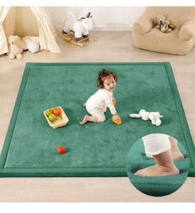 lot 5154 image: Ultra Soft Baby Play Mat,1.3 Thick Elasti-Foam Tummy Time Mat for Infants,Toddlers,Kids,Water-Repellent Coral Fleece Nursery Rug,Non-Slip Safe for Crawling&Hardwood Floors(Emerald)