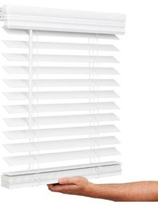 lot 5169 image: Lotus & Windoware Cordless, 2 Inch Faux Wood Blind, 34 Wide x 72 Long, Window Blinds, Blinds & Shades, Blinds for Indoor Windows, Embossed, Bright White