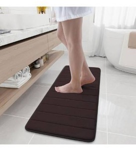 lot 5181 image: Buganda Memory Foam Bath Mat, 47 x 17, Ultra Soft and Non-Slip Bathroom Rugs, Water Absorbent and Machine Washable Bath Rug Runner for Bathroom, Shower, and Tub, Brown