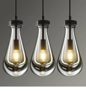 lot 5185 image: Raindrop Pendant Lights Set of 3, Modern Kitchen Island Teardrop Glass Black Pendant Lights for Bedroom Bathroom, Island Lights, Chandelier for Living Room Hallway, E12 Bulb Included