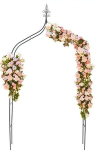 lot 5193 image: DOEWORKS Wedding Arch Stand, Party Show Backdrop Arch Frame, Garden Metal Arbor, 84 High x 47 Wide, Dark Green.