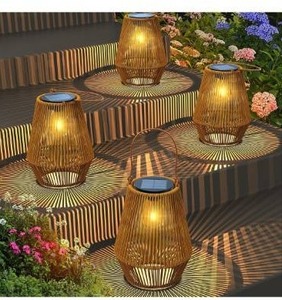 lot 5197 image: Solar Lanterns, KagoLing Solar Lanterns Outdoor Waterproof Hanging Solar Lights Outdoor Waterproof Solar Lamp Lights Decoration for Outside Garden,Yard,Patio,Porch,Trees,Lawn,Pathway Decor, 4 Pack