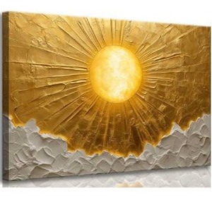 lot 5198 image: Sun Canvas Wall Art Bohemia Minimalism Golden Abstract Sunrise Sunset Modern Luxury Painting Picture Wall Decor Poster Print Artwork for Living Room Bedroom Office Home Decoration