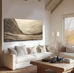 lot 5202 image: Brown Wall Decor Abstract Wall Art Gold Line Painting Living Room Wall Decorations Dark Grey Photo Prints for Kitchen 24x48 Inch Textured Wall Art
