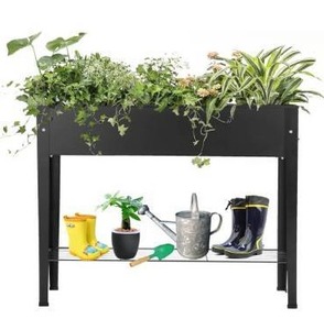 lot 5207 image: Piksedo Raised Garden Bed, Elevated Planter Metal Plant Box with Legs Standing Garden Stand Drainage Holes Frosted Black
