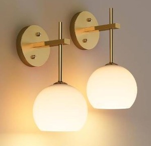 lot 5221 image: MOITA Wall Sconces Set of Two, Wireless Battery Operated Wall Decor with Remote, Sconces Wall Lighting with Frosted Glass Shade, Upward and Downward Installation, 12 RGB Colors and 3 CCT Options