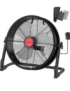 lot 5227 image: 16 Battery Operated Floor Fan for Milwaukee M18 18V Battery, Portable Fan with AC Adapter and USB Output, Metal Industrial High Velocity, Stepless Speed Cordless Fan for Jobsite Garage Camping Shop