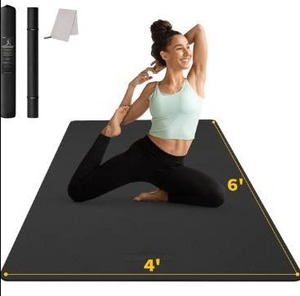 lot 5235 image: CAMBIVO Large Yoga Mat (6x 4), Extra Wide Workout Mat for Men and Women, Yoga Mat Thick 13 &14 Exercise Mats for Home Workout, Yoga, Pilates (Black,14 inch