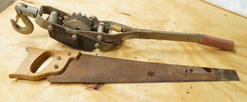 lot 2439 image: Come-A-Long and Hand Saw - One Bid for Both
