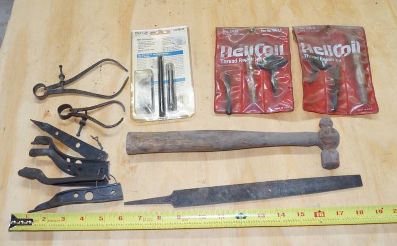 lot 2449 image: Misc Tool Lot - Hammer - File - Spring Calipers & More