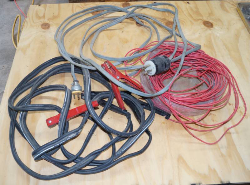 lot 2456 image: Misc Lot - Battery Cables - Ext. Cord  & Red Wire