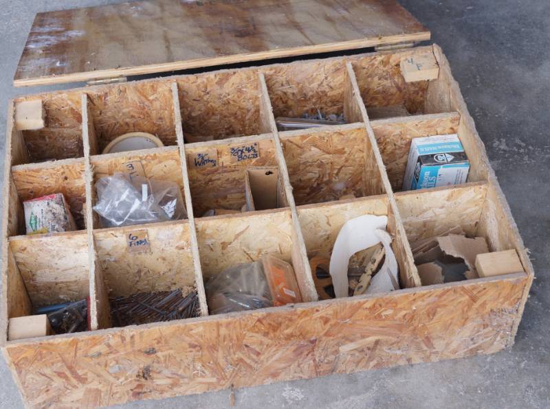 lot 2498 image: Unique Custom Made Tool box with Nails, Screws & Bolts - Toolbox