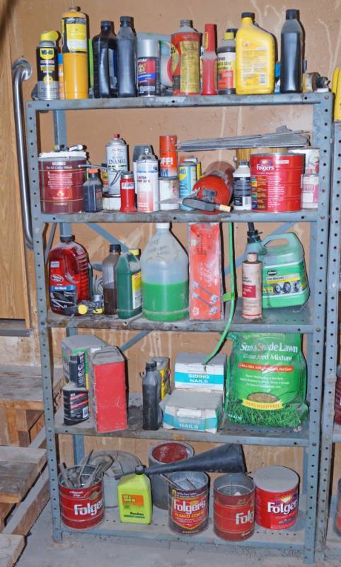 lot 2510 image: Metal Shelf and Contents - All Contents Included