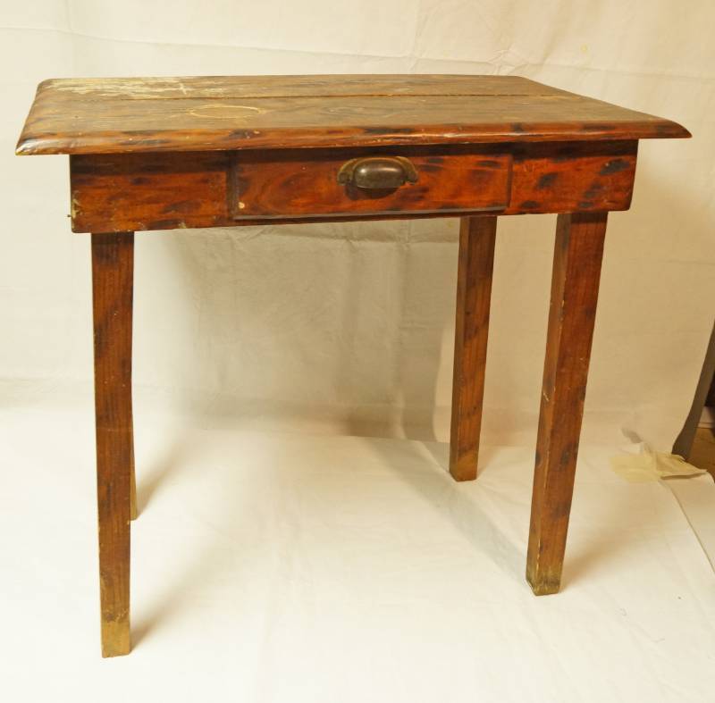 lot 2600 image: Rustic Side Table with Storage Drawer - Great Refinishing Piece Make it your style