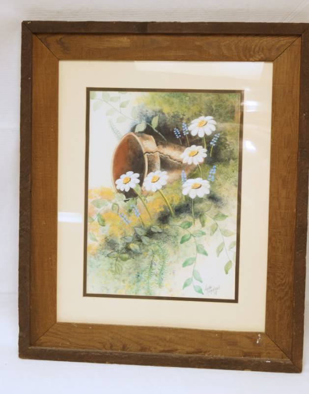lot 2619 image: Framed Garden Print signed by artist Lyda Andrews 81 - Nice