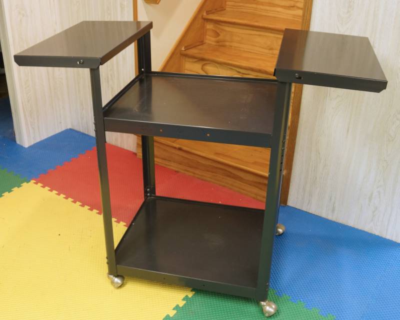 lot 2631 image: Metal Media Cart w Drop-Down Sides - Black - Nice, Sturdy and Rolls Smooth