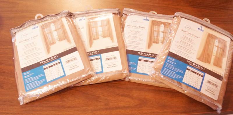 lot 2692 image: Lot of 4 Tan Window Panels - 59 x 63 In original Packaging