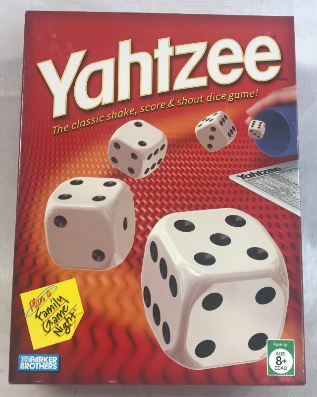lot 3466 image: Game Night Parkers Brothers - YAHTZEE - Classic Shake, Score & Shout Dice Game