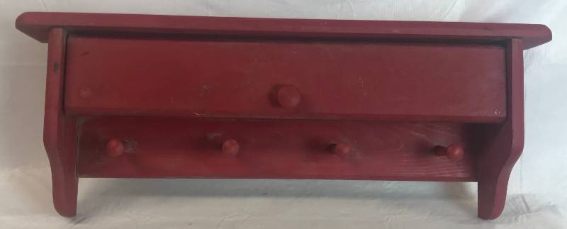 lot 3495 image: Nice Red Wooden Shelf