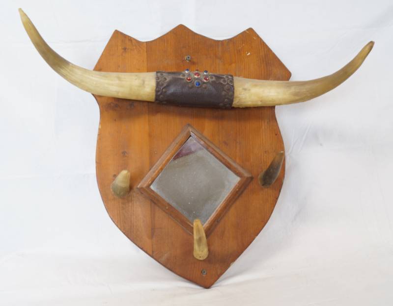 lot 1438 image: CUSTOM MADE - Horn - Mirror - Hanging Shield