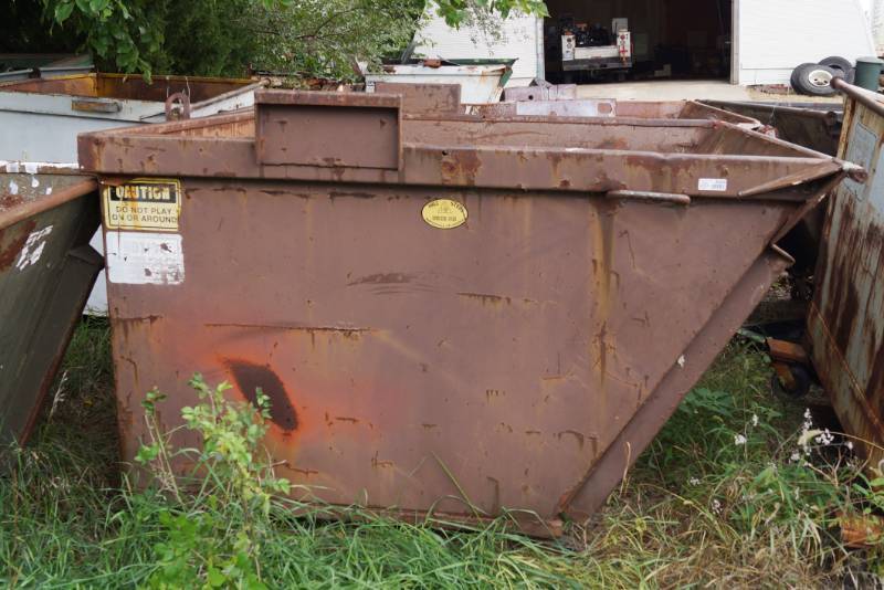 lot 3504 image: Steel Dumpster Bin - Use For Trash - Scrap Metal Storage - Burn Barrel  & More  WE CAN HELP LOAD