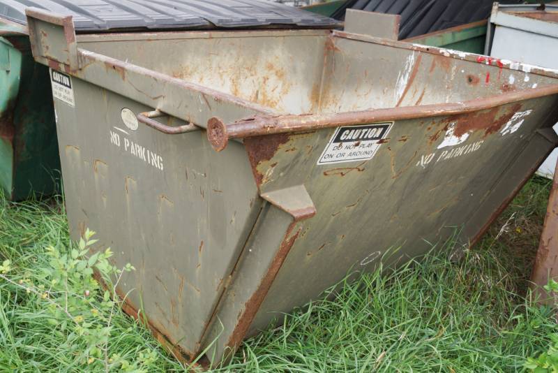 lot 3505 image: Steel Dumpster Bin - Use For Trash - Scrap Metal Storage - Burn Barrel  & More  WE CAN HELP LOAD THIS ITEM