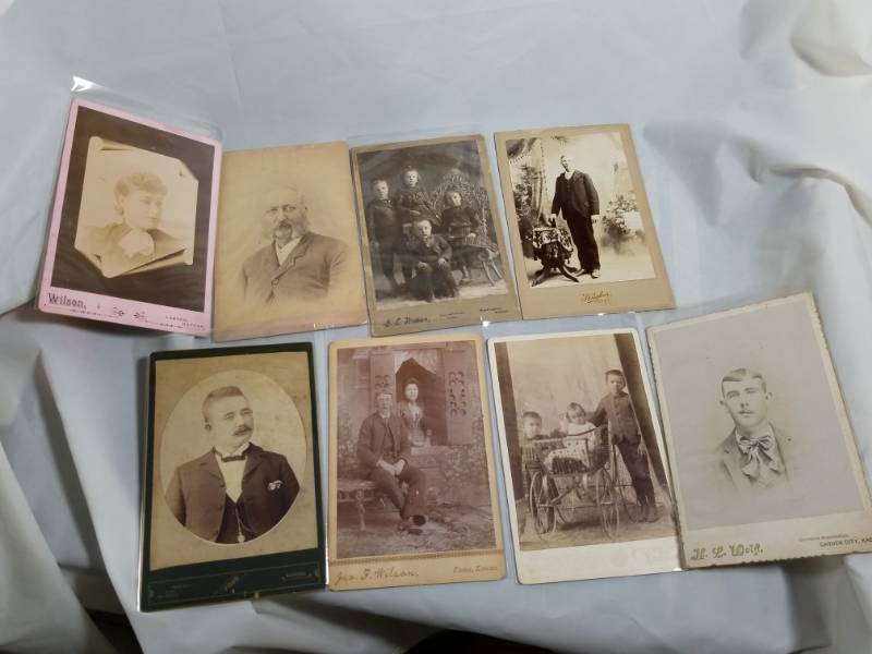 lot 8001 image: Lot of 8 Kansas Cabinet Cards from the 1880s