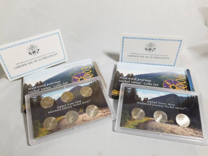 lot 8022 image: 2005 & 2006 U.S. Mint  Westward Journey Nickel Sets  P D S