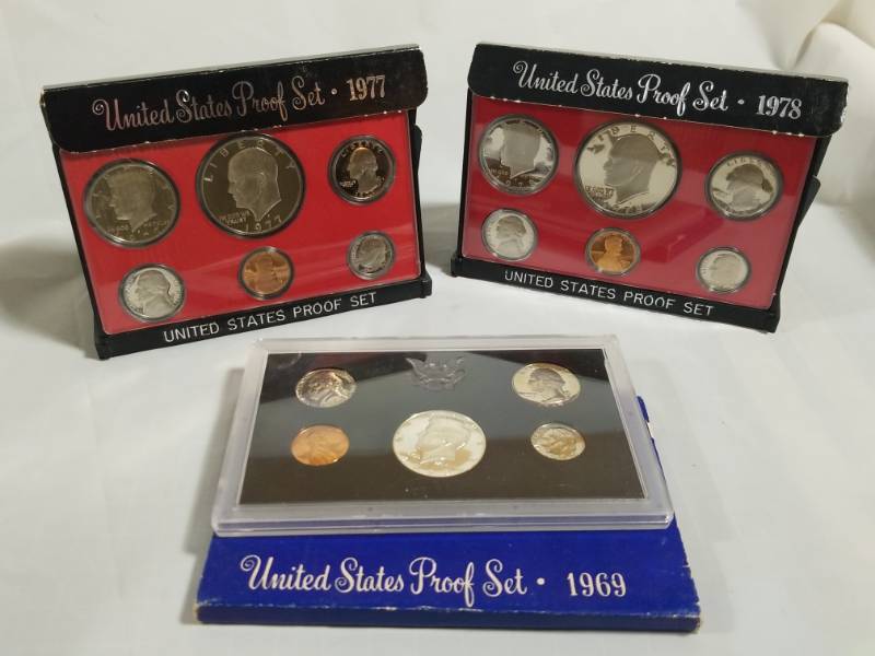 lot 8023 image: Lot of 3 U.S Proof Sets 1969, 1977, 1978
