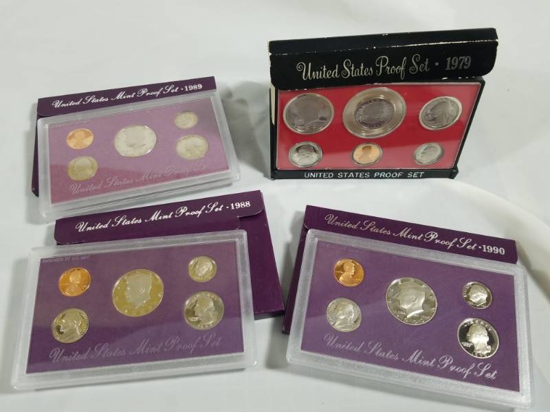 lot 8024 image: Lot of 4 U.S Proof Sets 1979, 1988, 1989, 1990
