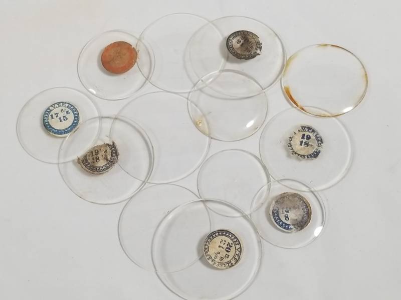 lot 8039 image: Small Lot of New Old Stock of VTF Glass watch faces