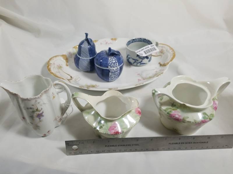 lot 8049 image: Lot of Vintage Glass  2 RS Prussia  Fitz & Floyd  Theodore Haviland Etc