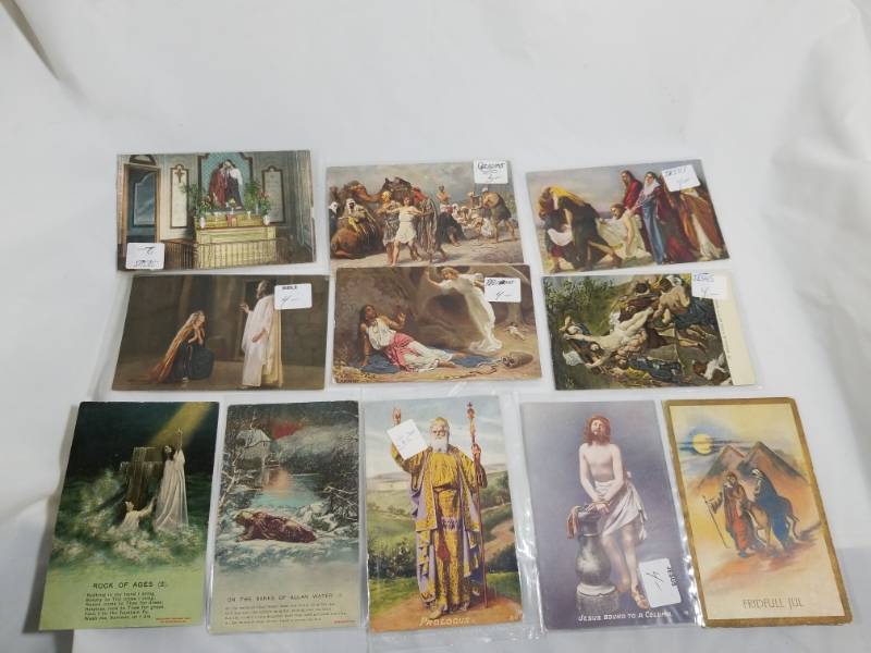 lot 8056 image: Lot of 11 1920s Religious Post Cards