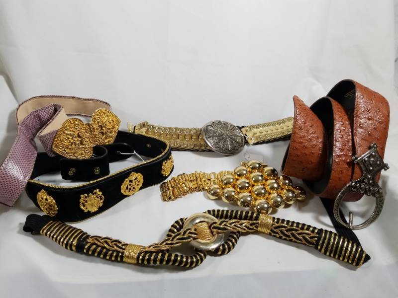 lot 8057 image: Lot of 6 Fancy Womens Belts (Small)