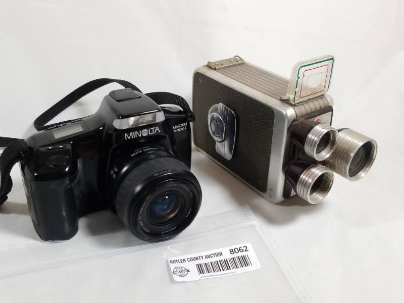 lot 8062 image: 2 Cameras  Minolta Maxxim 9000i  Kodak 8mm Movie Camera