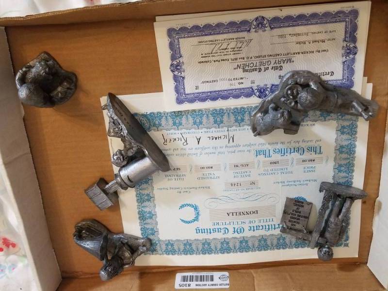 lot 8105 image: Lot of 5 Limited Edition Signed Michael A Ricker Pewter w Certificates