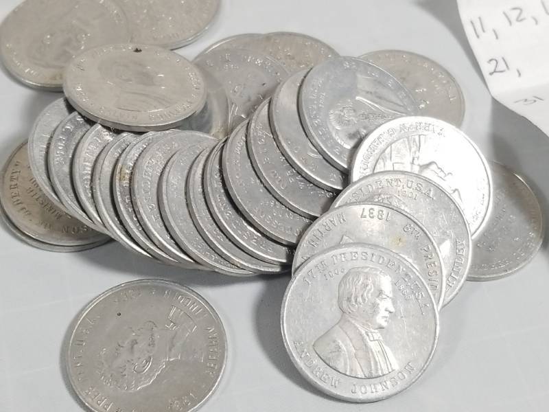 lot 8123 image: Partial Set of Aluminum Presidential Coins (28)