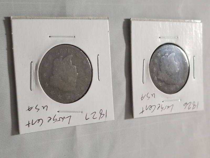 lot 8125 image: Lot of 2 U.S. Large Cent Pieces 1826 & 1827