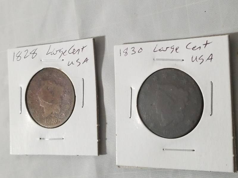 lot 8126 image: Lot of 2 U.S. Large Cent Pieces 1828 & 1830