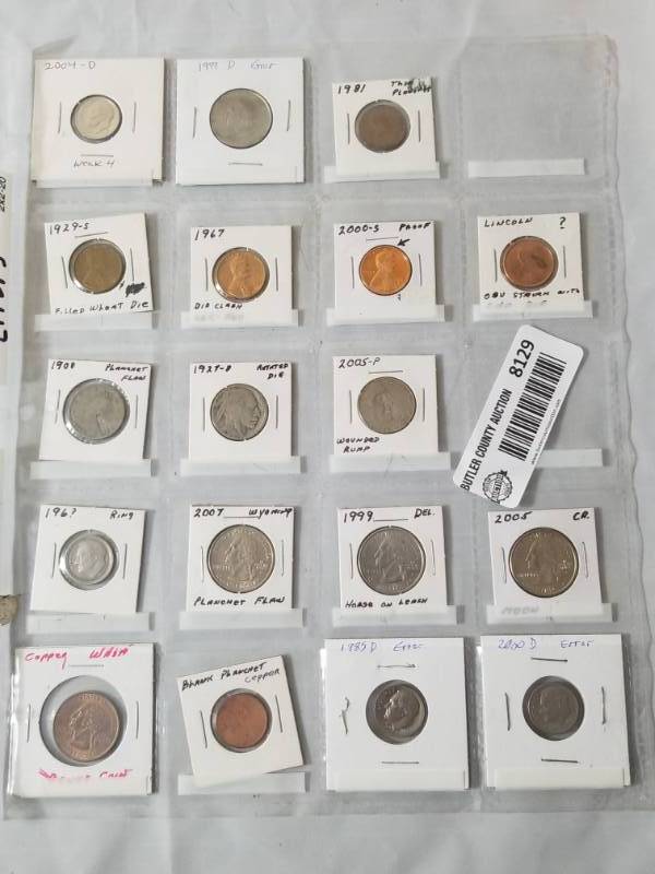 lot 8129 image: Lot of 18 U.S. Error Coins  Odd Ball  Mess Ups