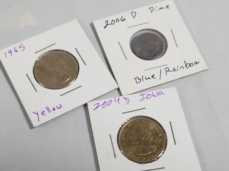 lot 8135 image: Lot of 3 U.S. Funky Odd Toned Coins