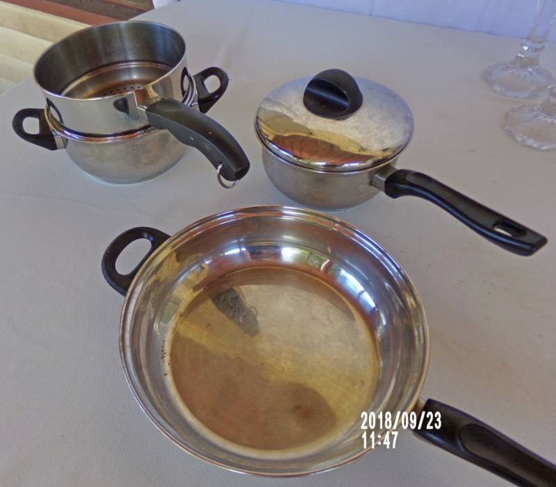 lot 9083 image: stainless pots and pans