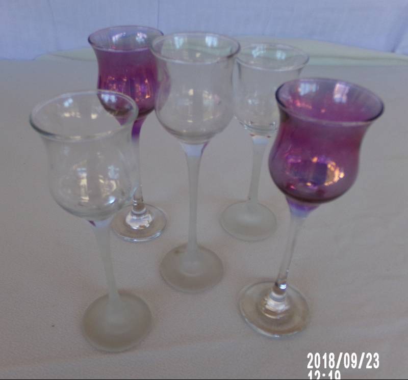 lot 9091 image: purple and clear raised candle holders