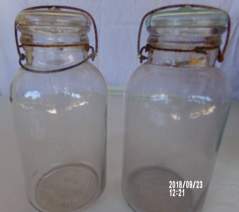 lot 9092 image: antique locking mason jars