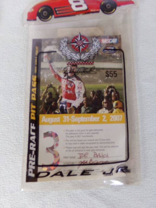 lot 9192 image: dale earnhardt jr pass ticket collectable