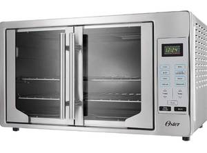 lot 1187 image: Oster Convection Oven, 8-in-1 Countertop Toaster Oven, XL Fits 2 16 Pizzas Stainless Steel French Door
