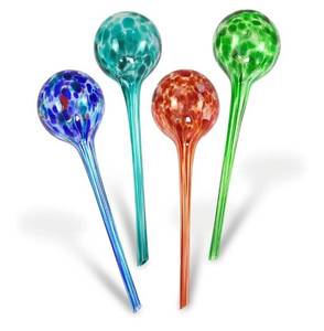 lot 28538 image: Indoor Plant Watering Globes  Automatic Self Water Bulbs  Aqua Water Globe  Decorative Hand-Blown Glass  4pc Deluxe Set Medium